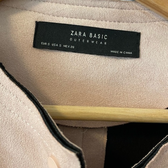 Zara faux suede coat with round neck light pink Small - Picture 5 of 7